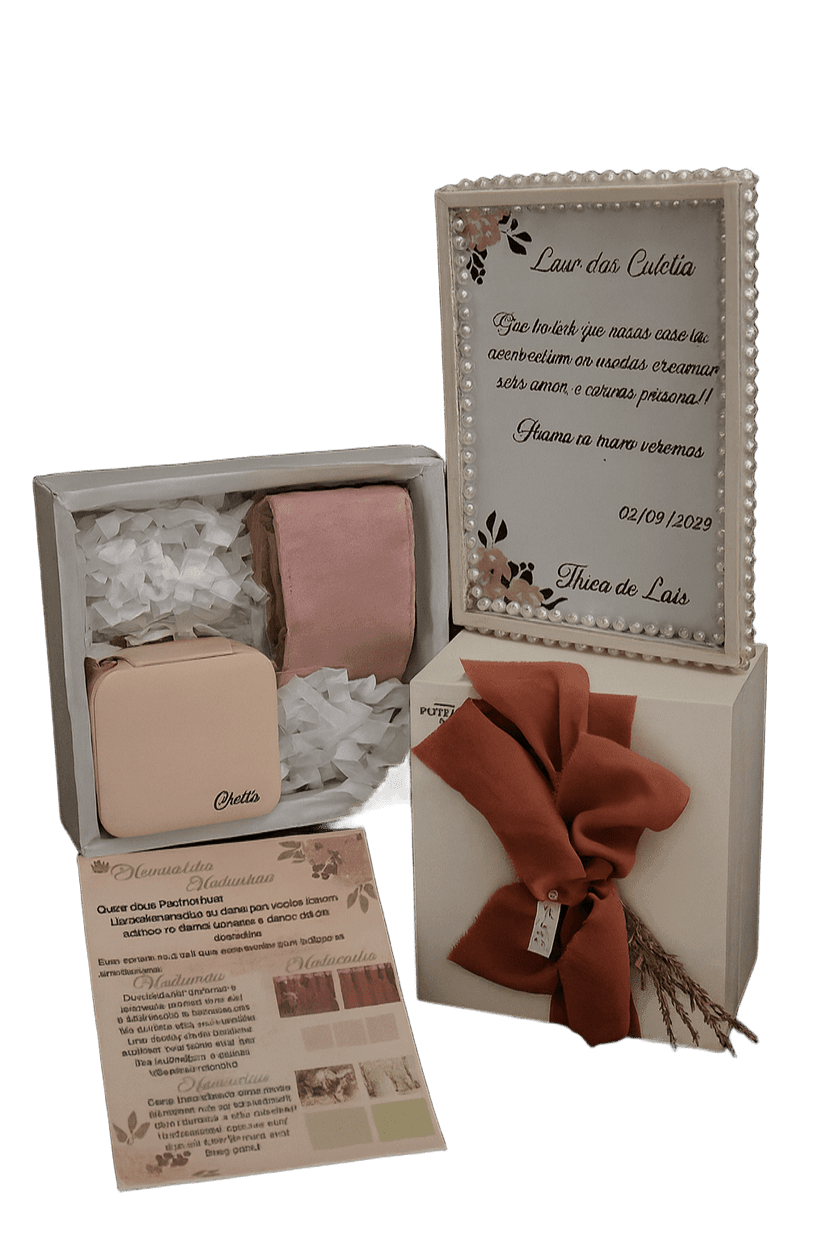 Caixa Convite Madrinha – Coleção Pérolas & Rosa Canela
