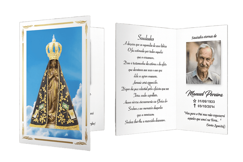 Cartão de Lembrança de Luto – Personalizado (50 Unidades)
