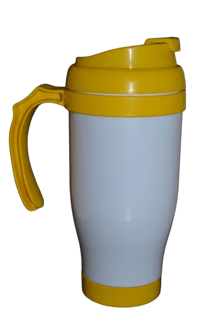 Copo Garrafa com Alça – Acrílico Branco e Amarelo